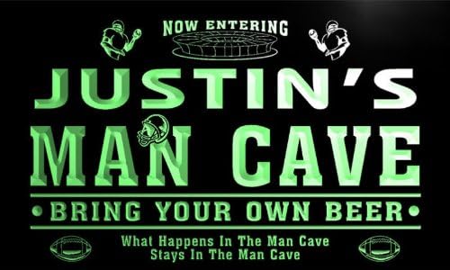 ADVPRO qa056-g Justin's Man Cave Football Game Room Bar Neon Beer Sign