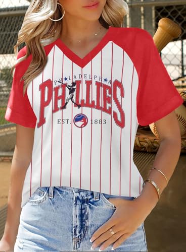 Baseball Shirt Women Striped Baseball Mom Shirts Jersey V Neck Game Day Tshirt Baseball Team Tee Tops Fans Gifts2