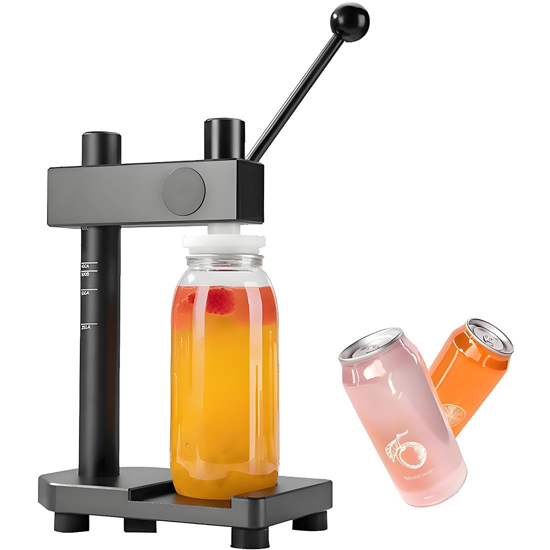 Selladora Manual De Latas, Selladora De Vasos a Prueba De Fugas, Altura Ajustable, para Botellas/Tarros De Pet 250 a 700 Ml 51 Mm Diámetro, Juegos 100 Botellas De Pet