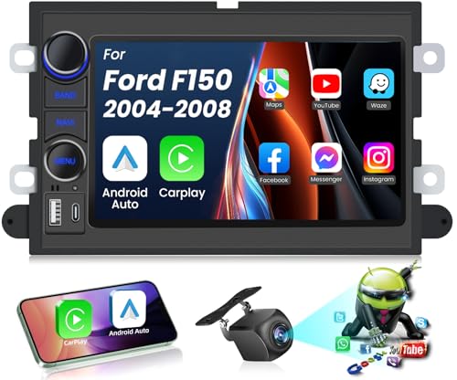 Car Radio for Ford F-150 2004–2008: 4+32G (High-Fidelity Sound) Replacement Head Unit – Android 5G WiFi Wireless CarPlay Android Auto – with GPS Navigation