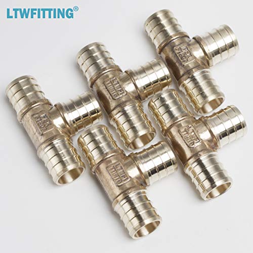 Ltwfitting Lead Free Brass Pex Crimp Fitting 3/4-Inch X 3/4-Inch X 3/4-Inch Pex Tee (Pack Of 5) #TOP3