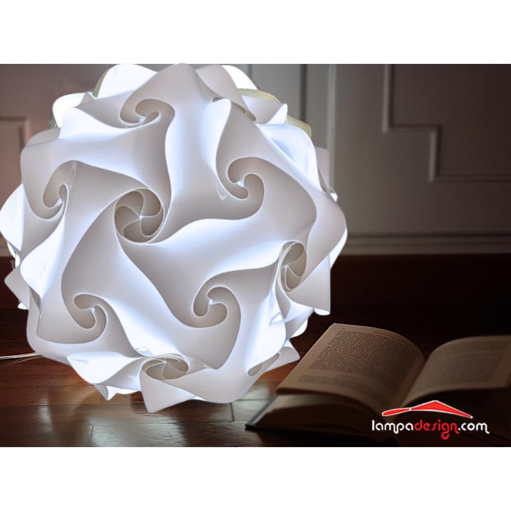Lampadesign® Lampada da Terra Sfera bianca moderna soggiorno camera da letto stanza a Led FIOCCO 50 cm salotto sala da pranzo Lampadina luce fredda e27 17W Illuminazione d'interni che rilassa la vista