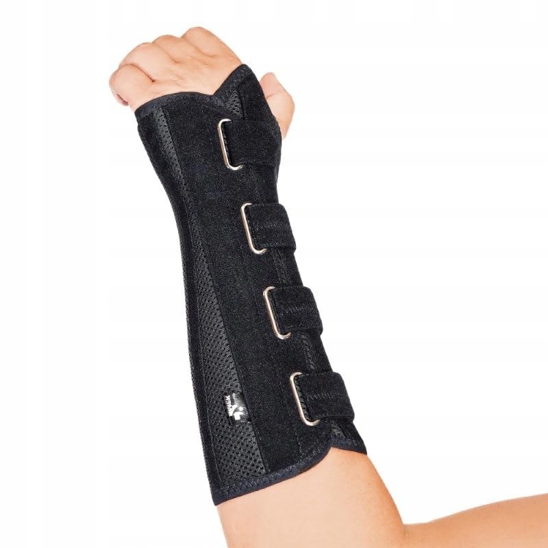 MEK 6004 Handgelenkstütze mit anatomischer Schiene – Verstellbare Handgelenkbandage mit Metallverstärkung, Schwarz (XL, Linke Hand)