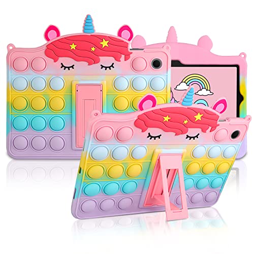 Coolden Coque pour Samsung Tab A8 10.5" en 2021 Pop Bubble Fidget Toy Coque pour Enfant Fille Étui Housse de Protection avec Support Silicone Anti-Stress Coque pour Galaxy Tab A8 SM-X200/X205/X207