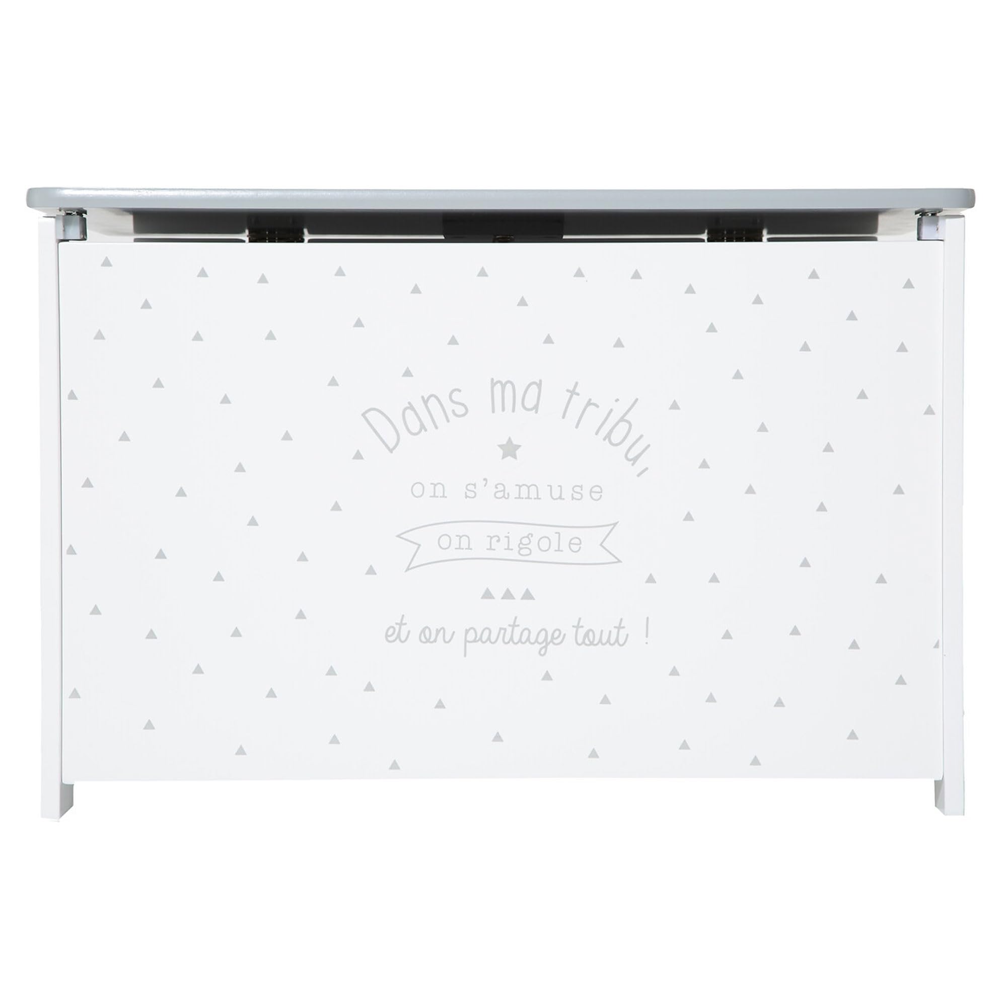 Baúl infantil para juguetes en color blanco y gris 58 x 37,5 x 38cm