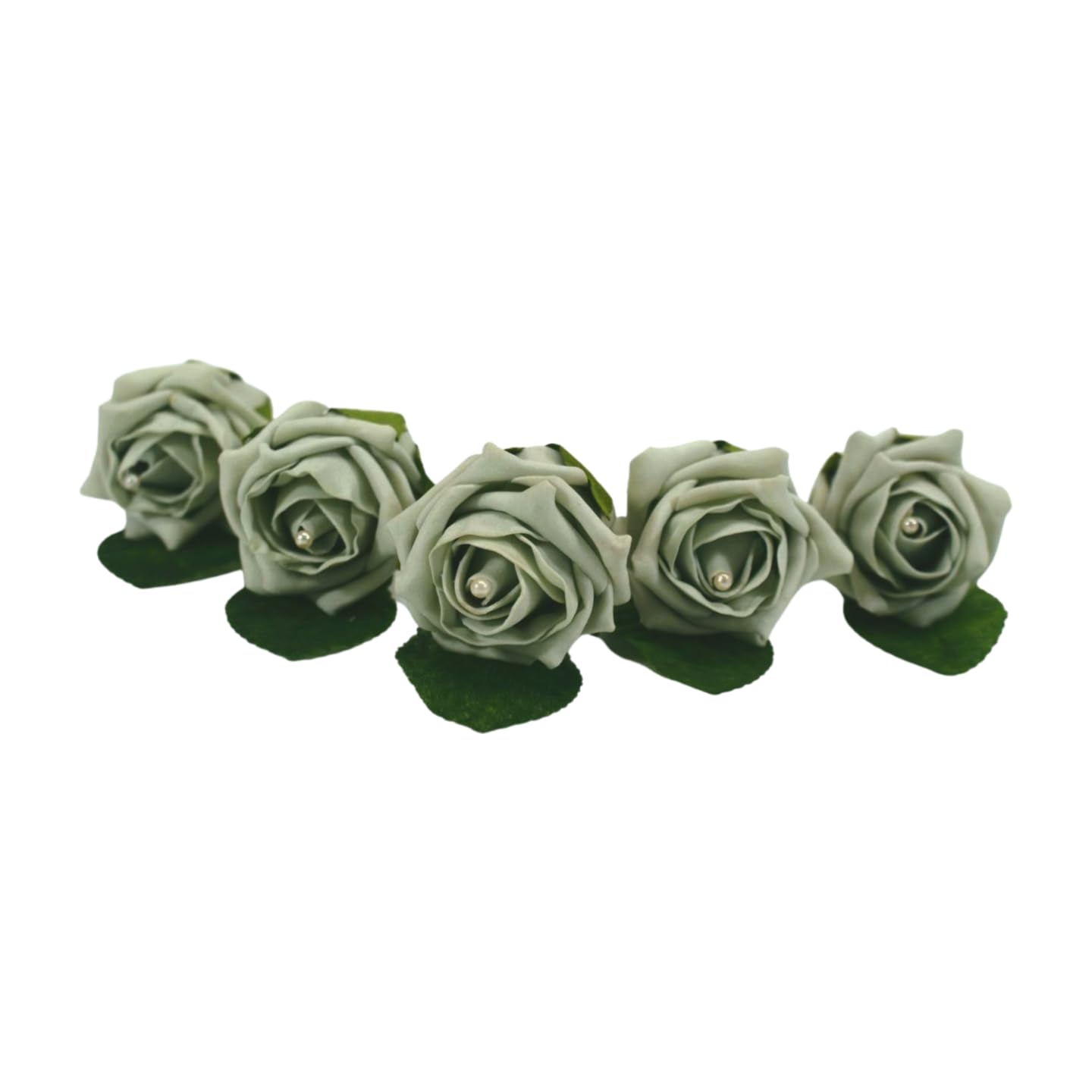 Shimmer-hj 20 Silver Grey Handmade Rose Buttonholes with Pearl - Artificial Flower Boutonniere & Corsage for Weddings, Proms, Bride, Groom, Bridesmaid & Guests — image 1