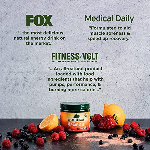 Organic Muscle Organic Pre Workout Powder For Men & Women - Vegan & Plant Based Superfood Energy Powder For Endurance, Strength, Stamina, & Focus - Passionfruit Guava, 160Mg Natural Caffeine, 20 Serv #TOP6