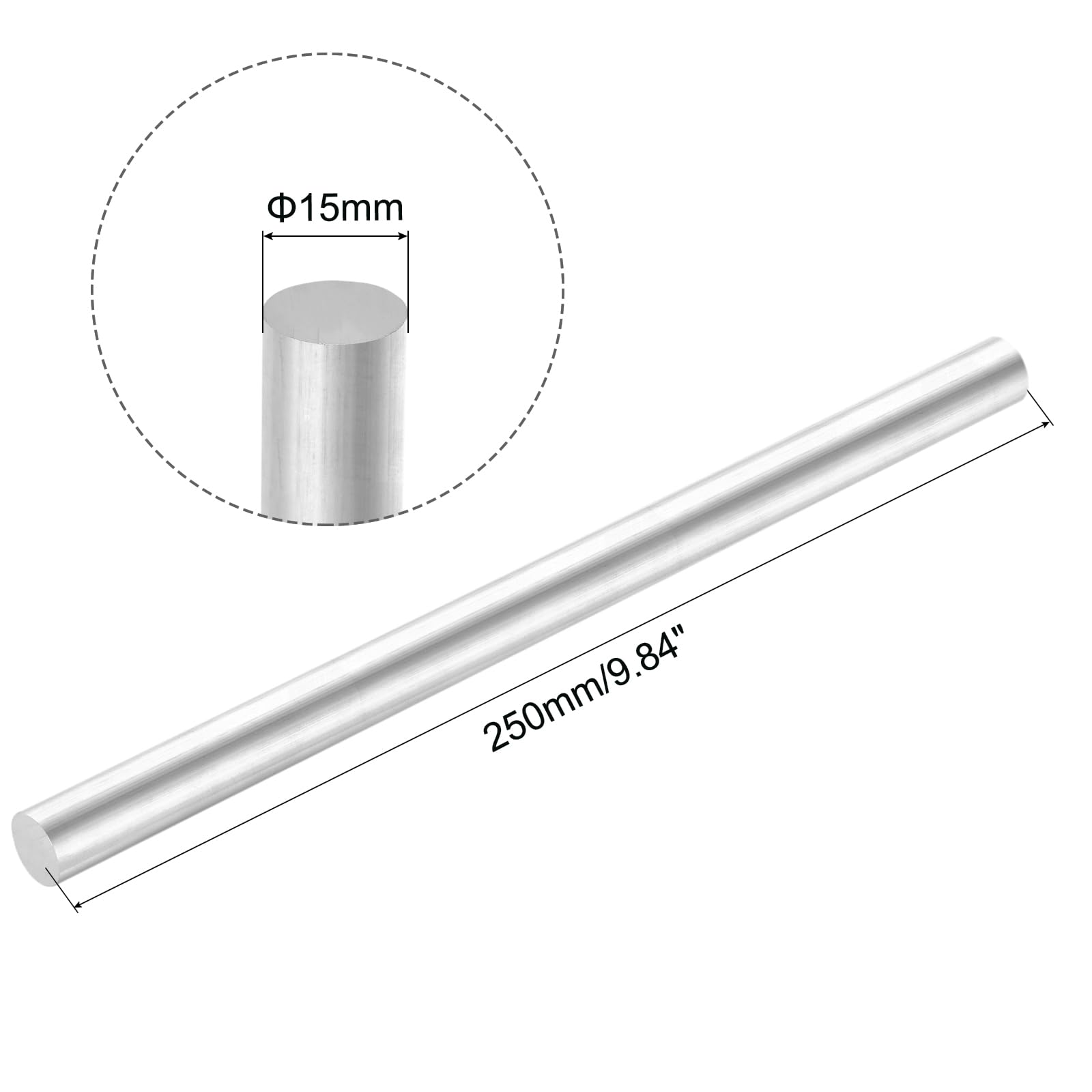QUARKZMAN Aluminium Rundstangen 15mm x 250mm Vollmaterial Rundstab Drehbank Aluminium Stäbe für Industrie Maschinen DIY Handwerkzeug Gartendekoration RC Modell 5 Stück