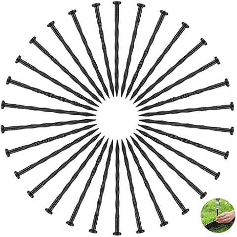 Plastic Edging Stakes 50 PCS 8-inch Spiral Plastic Landscape Edging Anchoring Spikes Garden Stakes,Plastic Stakes for Ground,Turf,Tent,Weed Barriers, Garden Border,Paver Edging,Edging for Landscaping Cover