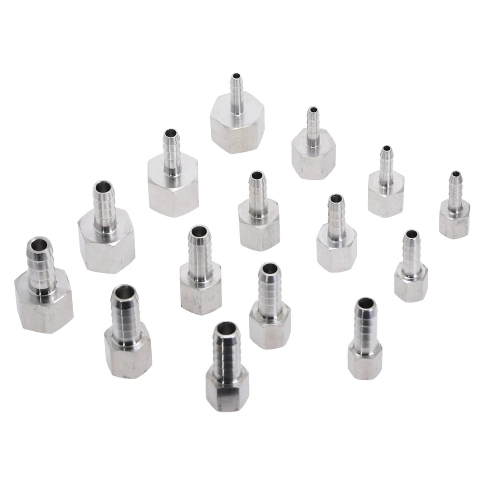 Conector de acoplamiento de junta de Pagoda, reductor de cola de manguera de púas, accesorio de tubería de hilo femenino BSPT de acero inoxidable 304(12mm tube,1/4")