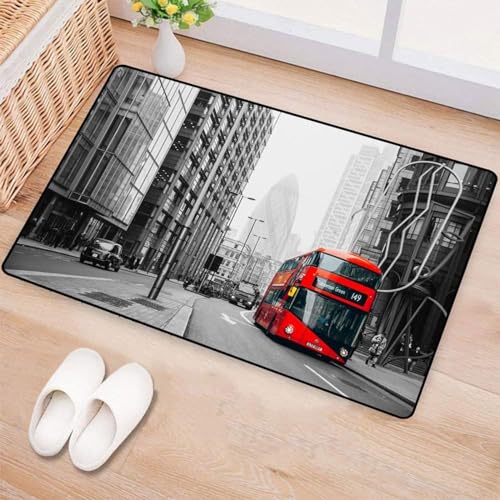 Buohwiwe Tapis Moderne 3D Londres Tapis Flanelle - Chambre Salon Chambre Enfant Tapis Londres Decoration Carpet - Antidérapante Moquette 60x100 cm