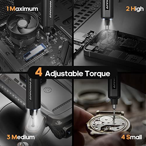 Am Arrowmax Electric Screwdriver, Precision Screwdriver W/ 34 Magnetic Bits, 4 Torque Settings, Red Dot, If Winning Design, Rechargeable Mini Cordless Screwdriver For Phone, Laptop, Camera, Black #TOP3