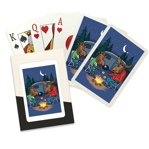 Lantern Press Moose Campout, Baraja de 52 naipes tamaño póker