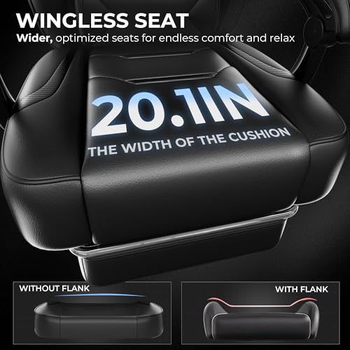 GTPLAYER Gaming Chair with Footrest, Big and Tall Computer Game Chair 350lb Racing Style, Ergonomic High Back Lumbar Support and Recliner, Black