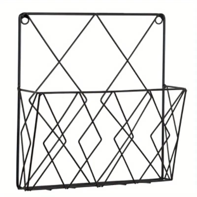 Image of CentraLit 2 Pieces Wall Decor Hanging File Magazine Holder with Hooks - Magazine Newspaper Rack Black Gold Combo File Storage Rack for Office - Home Decor Wall Art Display Rack for Organisation