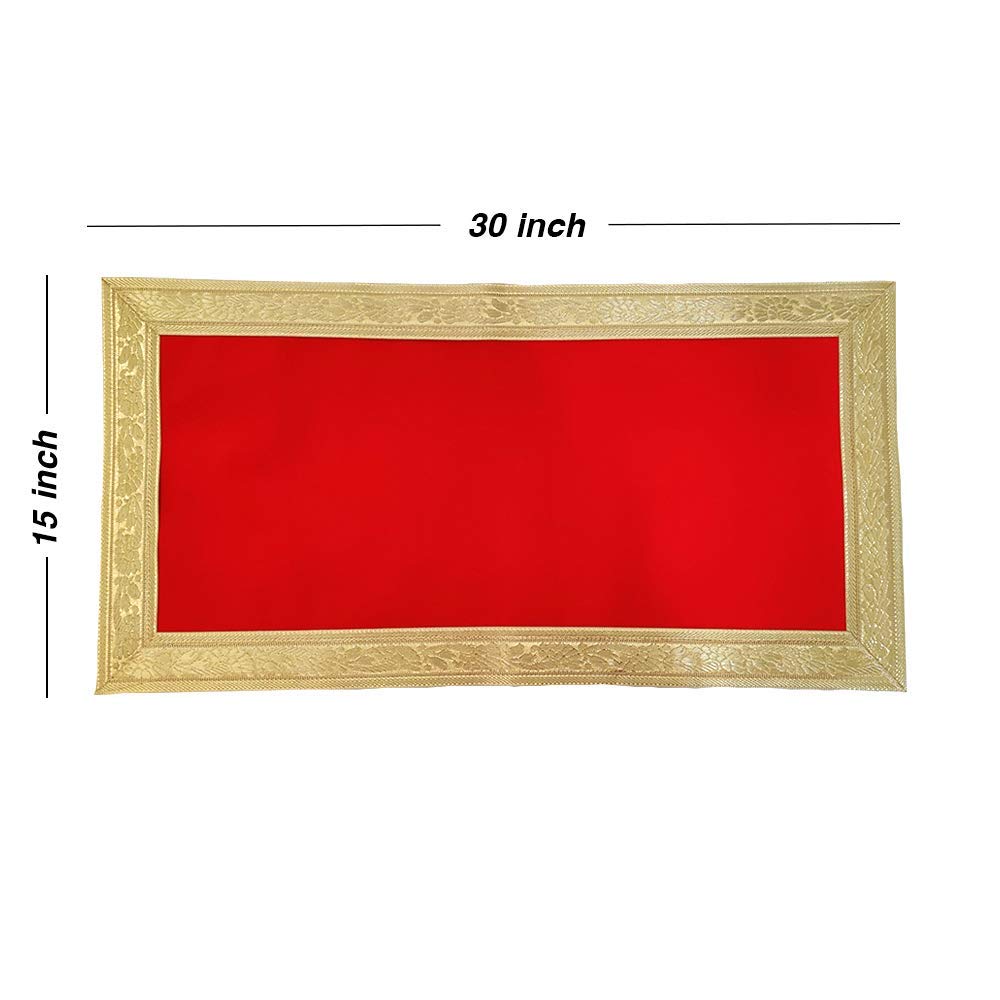 Velvet Pooja Aasan (30x30 Inch) - Meditation Mat, Puja Cloth, Car Seat Cover, Decorative Rug