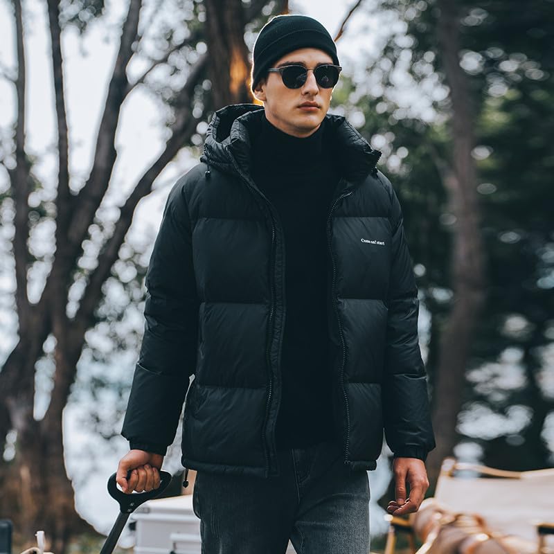 Image of Duck Down Jackets For Men,Mens Puffer Jacket For Cold Protection And Warmth,Hooded Mens Winter Coat,90 White Duck Down