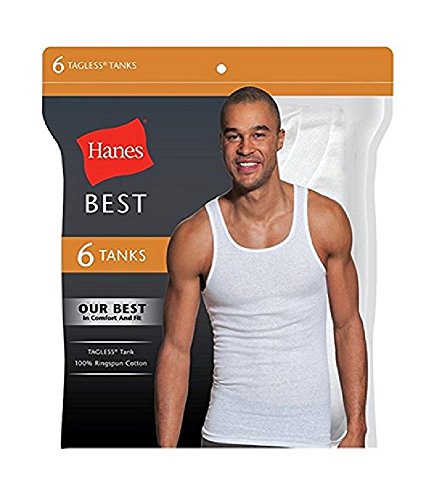 Hanes Best Tagless Ring Spun Cotton Tank Tagless A-Shirts 6-Pack3