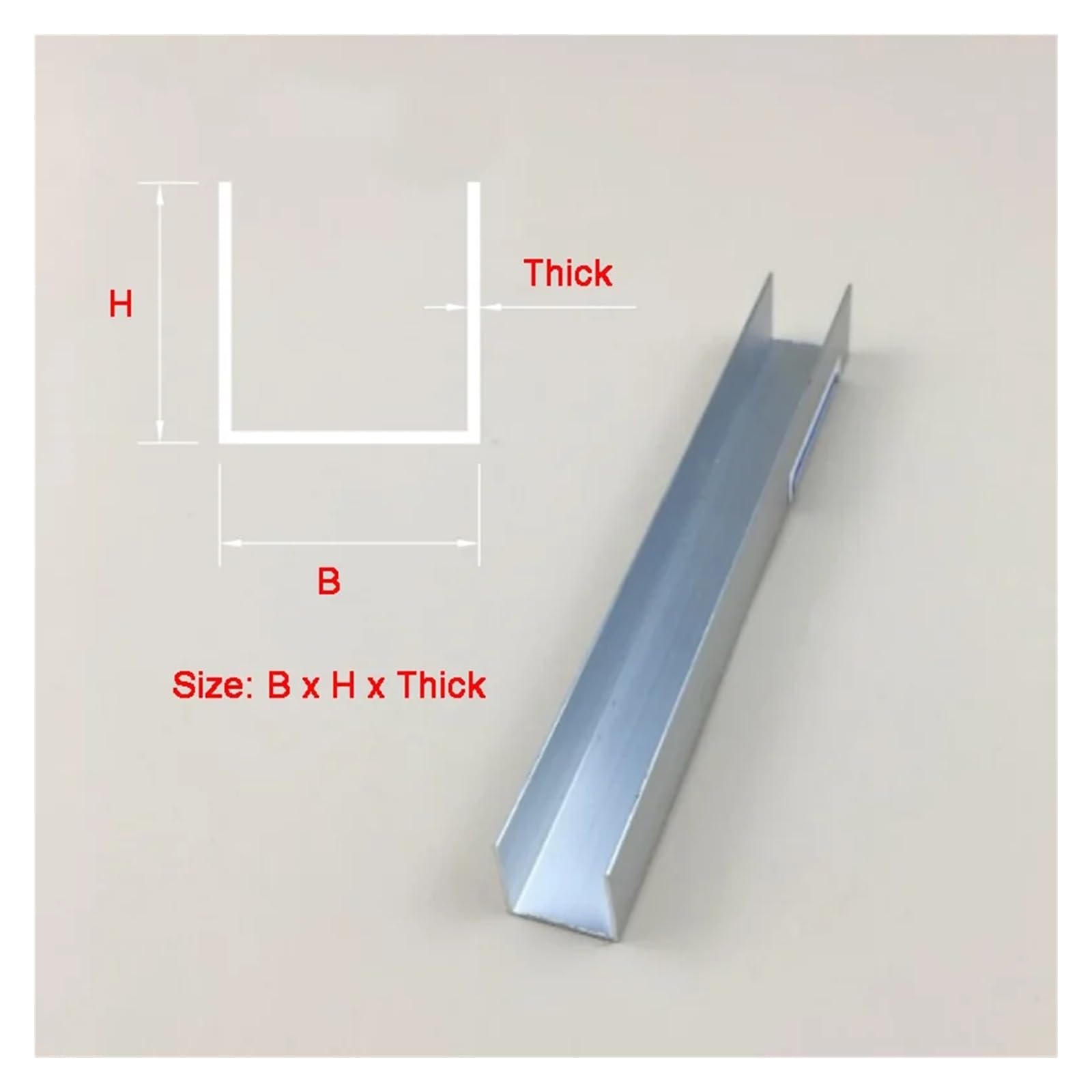 2 piezas de perfil en U de aluminio, 5 x 5/5 x 10 mm, 100 x 25 mm de longitud, ranura fija for tarjeta, perfil de aluminio DLY(50x25x0.8mm 2pcs)
