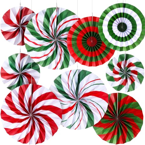 Image of Outus 27 Pcs Peppermint Paper Fans Christmas Decor Fresh