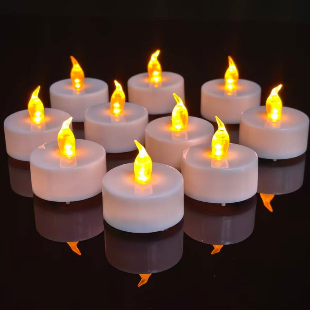 Candle Lights,12 Pack Realistic and Bright Flickering Battery Operated Flameless LED Tea Light Candles, 200+ Hours led tealights in Warm Yellow for Wedding,Halloween,Festivals,Party Decoration