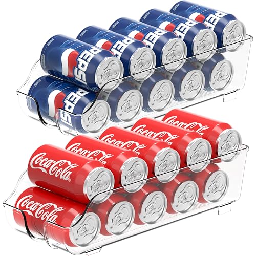 Comparison: Best Soda Can Organizer For Refrigerator Simple Houseware Soda Can Organizer and Dispenser for Refrigerator / Pantry, Clear, Set of 2