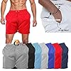 Mens Summer Shorts with Pockets Casual Elasticated Waist Gym Swimming Mesh Lined Holiday Regular Short Red Medium Only #5
