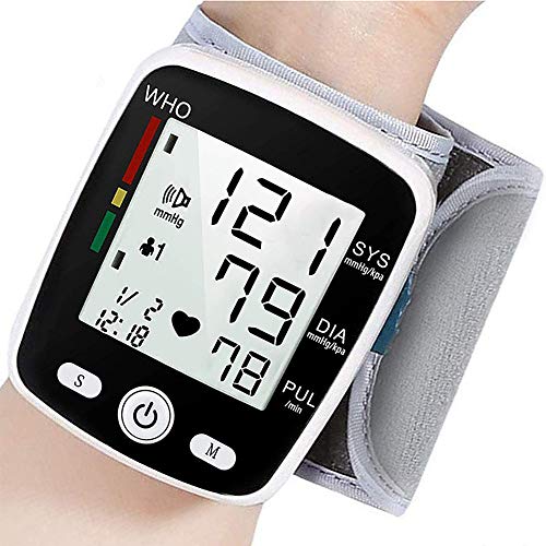 Digitale Handgelenk Blutdruckmessgerät mit USB Aufladung 180 Lesen Speichermodus,Sprachübertragung,Einstellbare Manschette und Unregelmäßiger