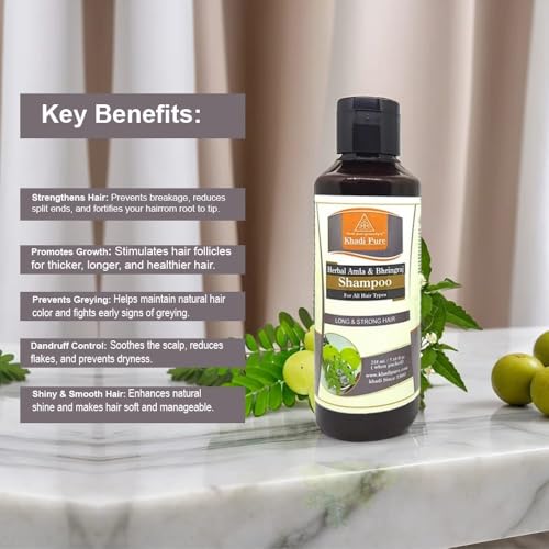 Image of Khadi Pure Herbal Amla & Bhringraj Shampoo /Hair Cleanser, 210 ml (Pack of 2),Black,KPAMLBHRNGRJSHX2