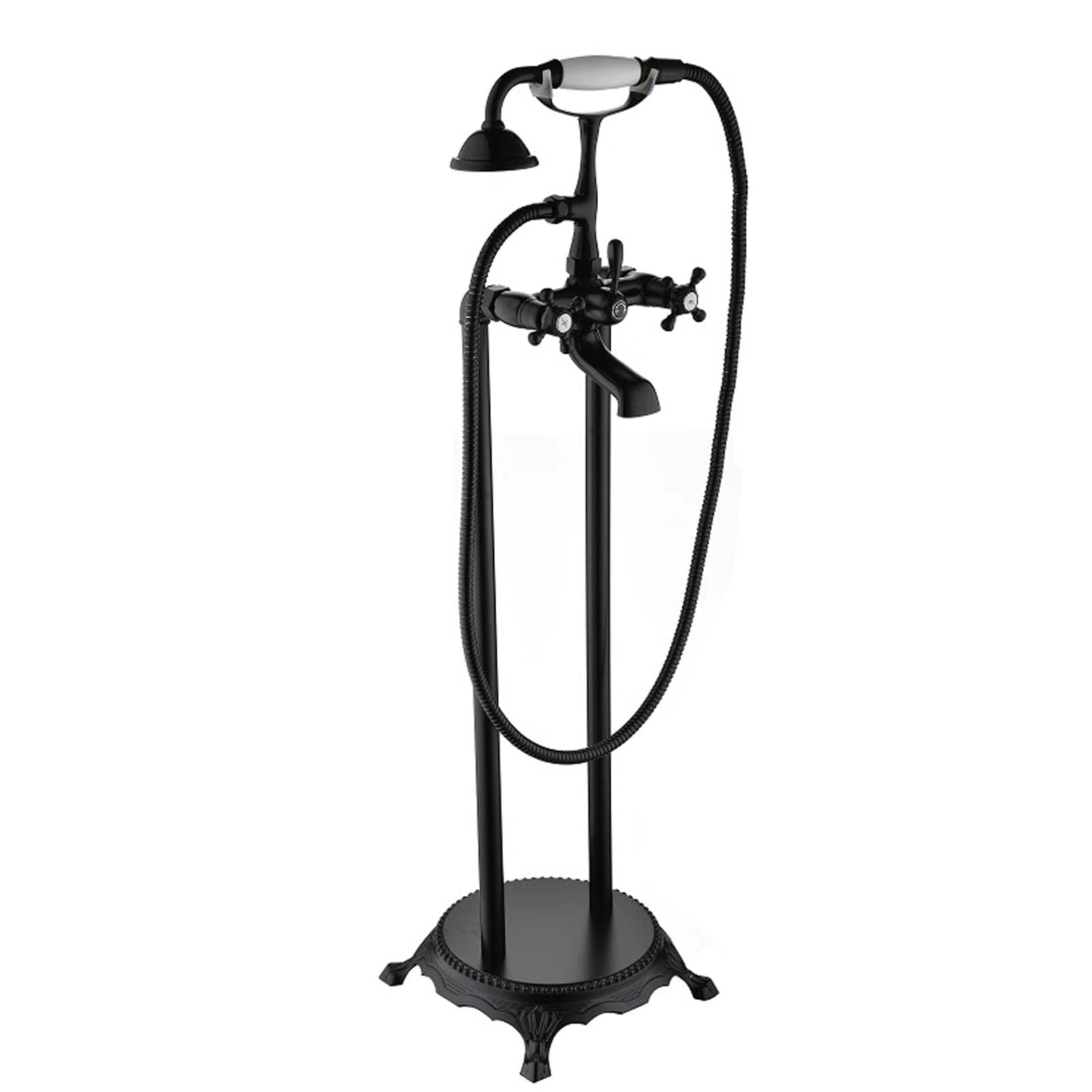 SnamicE Bathroom Faucet, Bathtub Faucet with Hand Shower, Brass Chrome Plated Shower Holder, Fixed Support Bath Mixer Tap,