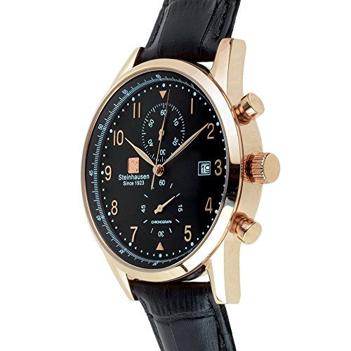 Men's S0919 Lugano Chronograph Stainless Steel and Black Leather Dress Watch3