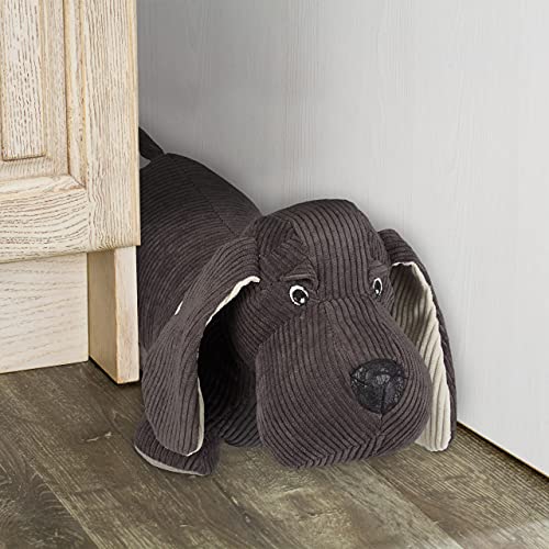Relaxdays Türstopper Hund, Stoff, mit Sand gefüllt, für Boden, innen, schwer, Deko Türsack Tier, HBT: 14x32x14 cm, braun