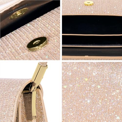 Image of Evening Bag Formal Clutch Purses for Women Lady Girl Glitter Handbags Asymmetrical Flap Shouder Bag for Wedding Party