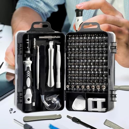 Image of 115-in-1 Precision Screwdriver Sets, Professional Repair Tool Kit with Flat Head & Multiple Bits for Electronics, Phone, Watch, Glasses, Automotive Maintenance - Non-Slip Handle & Tweezers