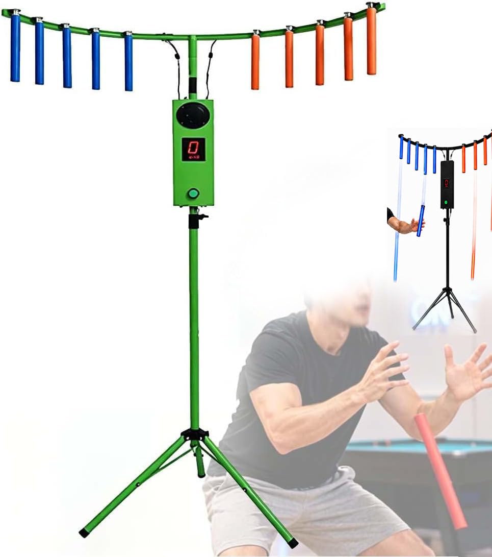 Automat Z Regulacją Prędkości Do Treningu Koordynacji Wzrokowo Ruchowej,Gra Zręcznościowa stick Challenge,Efektami świetlnymi LED Dźwiękowymi,Idealna Na Imprezy,Zabawy Z Rodziną Green