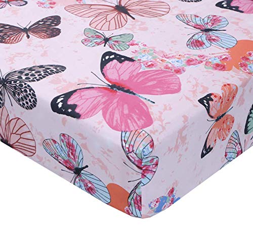 Mag 4Pcs Twin Size Butterfly Bedding Sheet Set, Home Microfiber Bed Sheet, With1 Top Flat & 1 Fitted Sheet With 2 Pillowcases, 14 Inches Deep, Twin #TOP1
