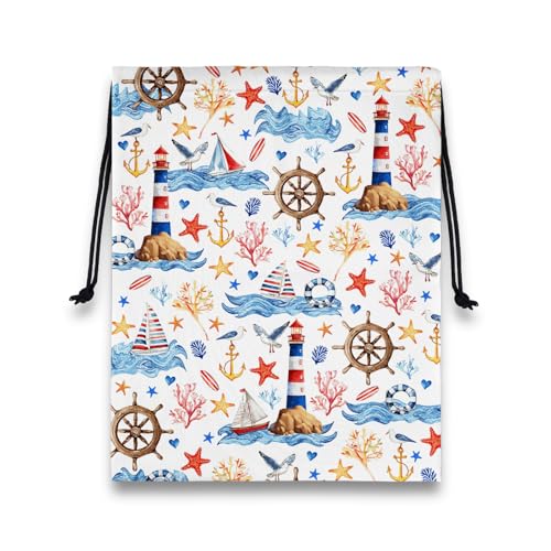 Image of Gymnastics Grip Bag Seaside Sailing Small Drawstring Gym Storage Pouch for Gym Outdoor