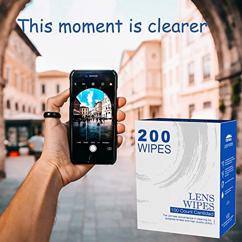 image for VISUMALL Eyeglass Cleaner Lens Cleaning Wipes-200 Individual Wrapped