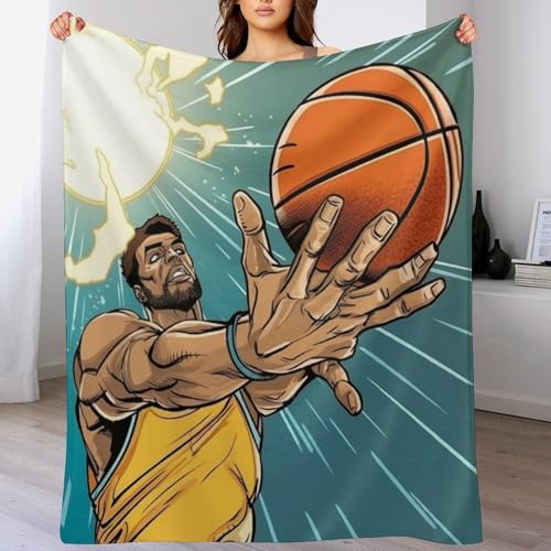 Plaid polaire basket-ball thermique contre le froid sur lit et canapé-lit