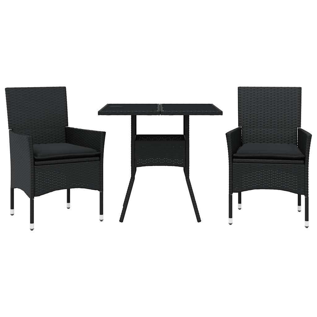 Mobilier de jardin facile d'entretien en résine tressée noire pour l'extérieur