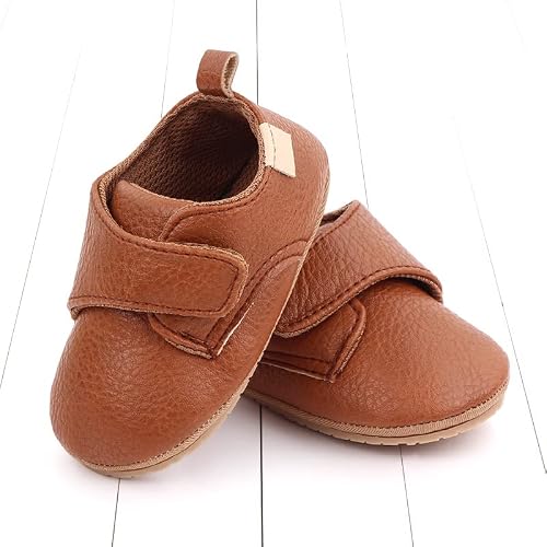 Sawimlgy Baby Boys Girls Premium Soft Leather Oxfords Dress Wedding Shoes Sturdy Rubber Sole Waterproof Lace Up Ankle Shoes Brogue Formal Loafers First Walker Newborn Infant Toddler Lazy Crib Shoes #TOP3