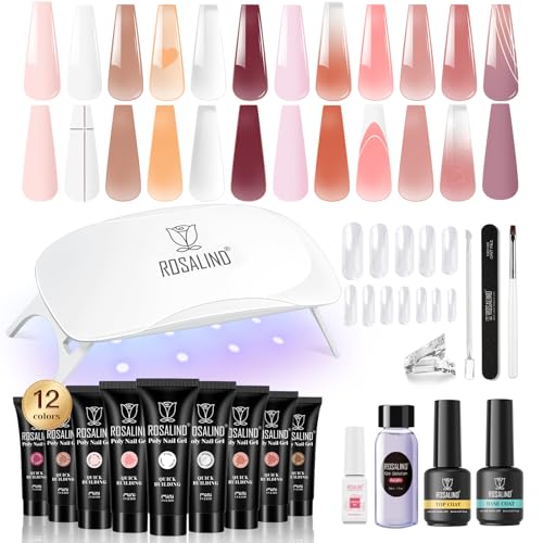 ROSALIND Poligel per Unghie Set con 12 Colori e Lampada 48W