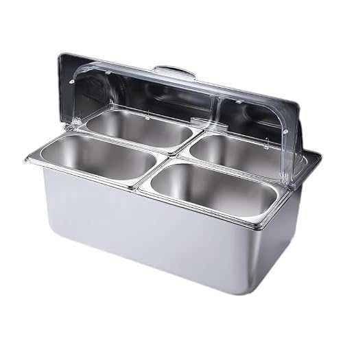 Aserzenith J Countertop Food Serving Display Container, Stainless Steel Food Serving Tray, Buffet Condiment Dispenser Display Rack For Restaurant Hotel Kitchen,