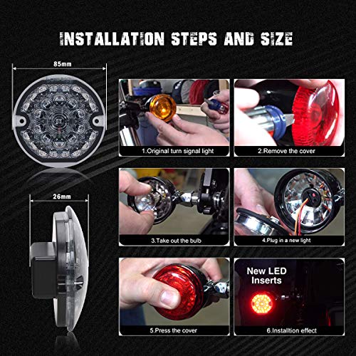 3-1/4 Inch Led Turn Signal Kit Flat 1157 Double Base Front Turn Signal + 1156 Single Connector Rear Turn Signal Lights Compatible With Harley Road Glide Road King Softail Ultra Classic Ultra Limited #TOP6
