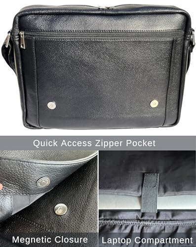 Image of RUSTIC TOWN Premium Leather Crossbody Messenger Bag - Stylish and Versatile - Gift for Professionals