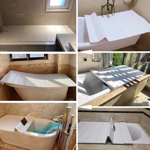 Rozszerzalna wodoodporna pokrywa wanny składana pokrywa z PCW i regulowana taca do kąpieli pasuje do większości wanien 150 x 75 x 12 cm idealna do spa Relaxat & t