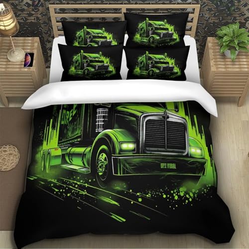 Housse de couette 140x200 camion 3D fermeture éclair lit simple - 5