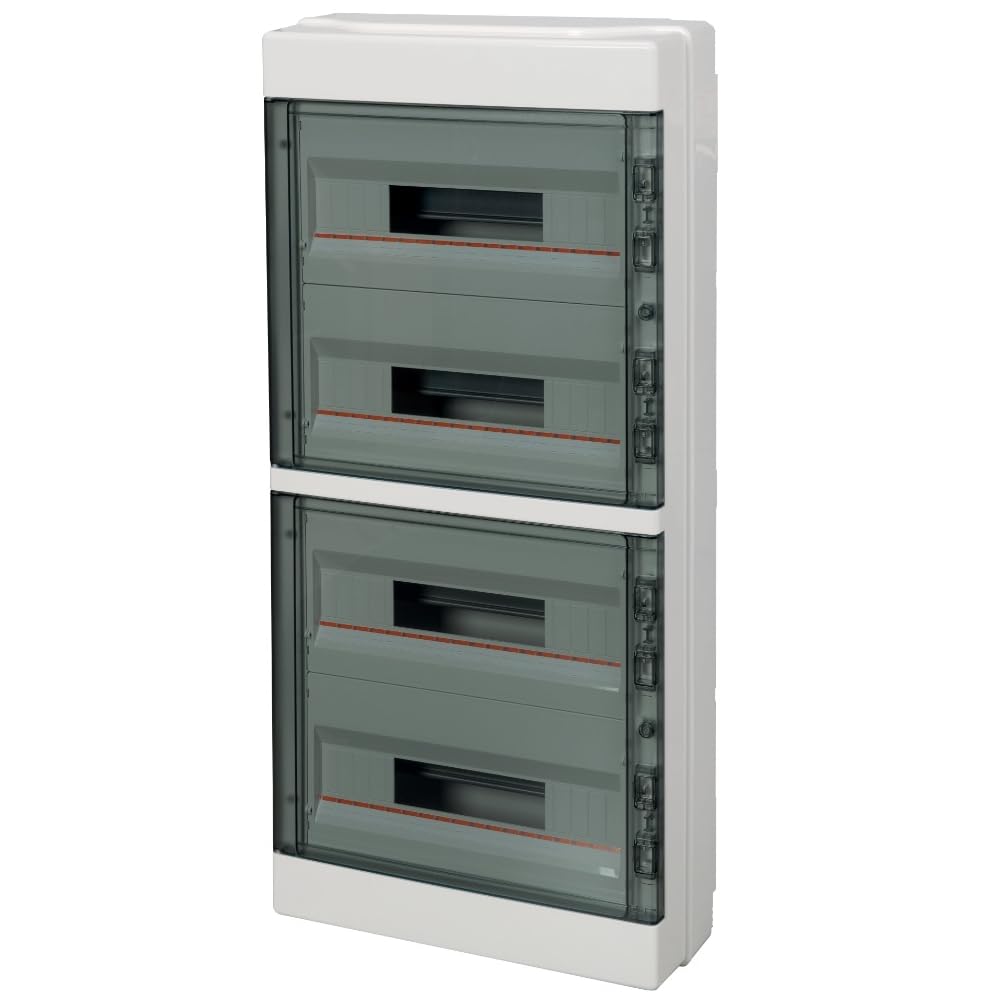 Boîtier mural IP40 - Tableau électrique 72 modules blanc avec porte fumée - Barre DIN EN 50022 - Pour installations électriques civiles et industrielles - Pour installation d'interrupteurs