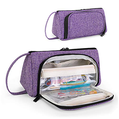 Teamoy Estojo de agulhas de tecido, organizador de kits de crochê com alça e bolsos para acessórios, bolsa de armazenamento para vários ganchos de gancho, roxo (apenas estojo)