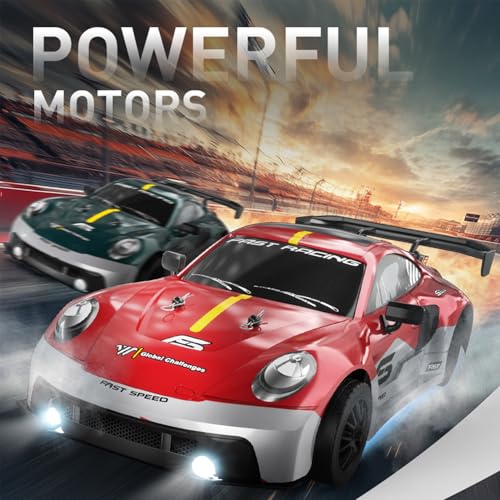 Image of 1:16 Scale RC Drift Car 4WD 2.4GHz 30KM /H High Speed Racing Sport Toy Car with LED Lights, Racing and Drift Wheels (8103-Red)